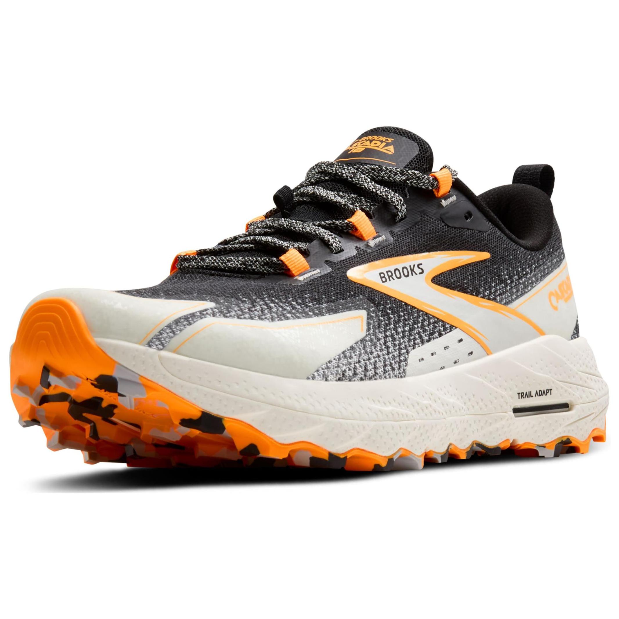Brooks Cascadia18 Comfortable Slip Resistant Abrasion Resistant Low top Running Shoes Unisex Black Orange
