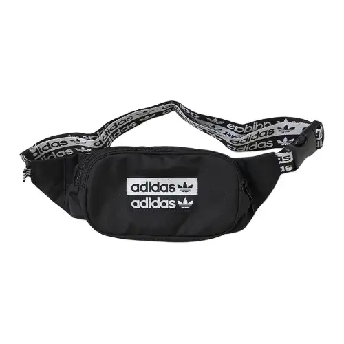 Adidas originals Adidas Clover Heri Vocal Waist bag String label shoulder strap logo decoration sports and leisure polyester waist bag chest bag single shoulder crossbody bag regular men and women same style black