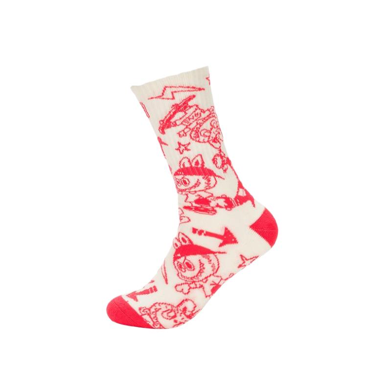 Vans x THE MONSTERS Crew Socks Men’s 1 Pack White Pink