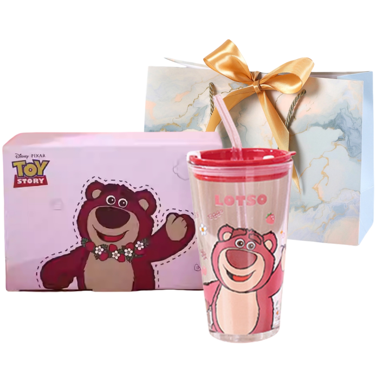 Disney Disney, glass, strawberry, high quality capacious tea cup with glass, cartoon measuring cup for students, 450 ml
