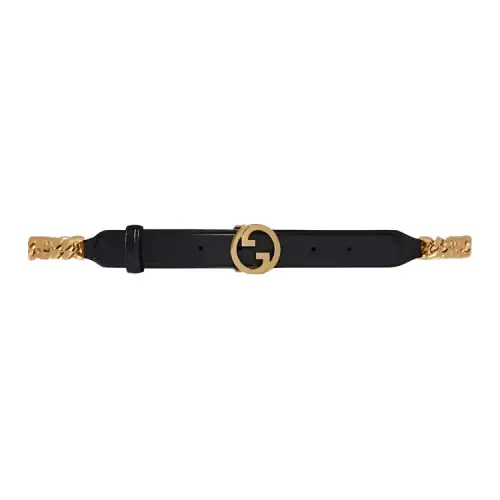 GUCCI Blondie Leather Belts Women's Black Width 2.5cm