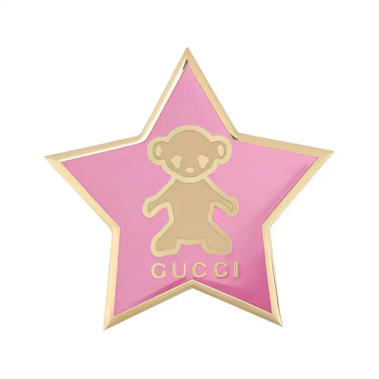 GUCCI Metal Enamel Brooches Women's Pink