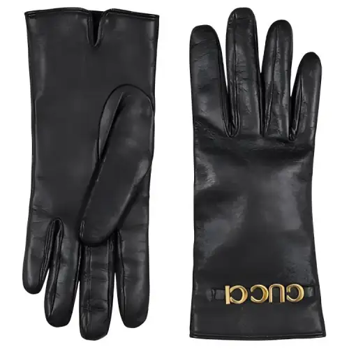 GUCCI Leather Gloves Women's Black
