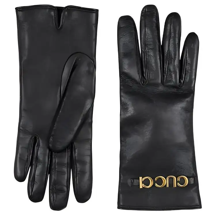 GUCCI Leather Gloves Women's Black