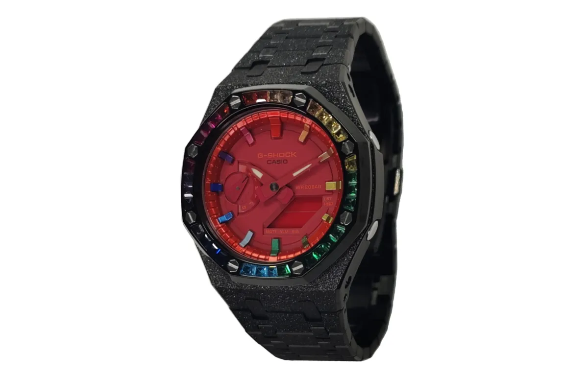 CASIO Custom Collection Quartz Movement Stainless Steel Strap Watch Men's Watches Red Watch Dial