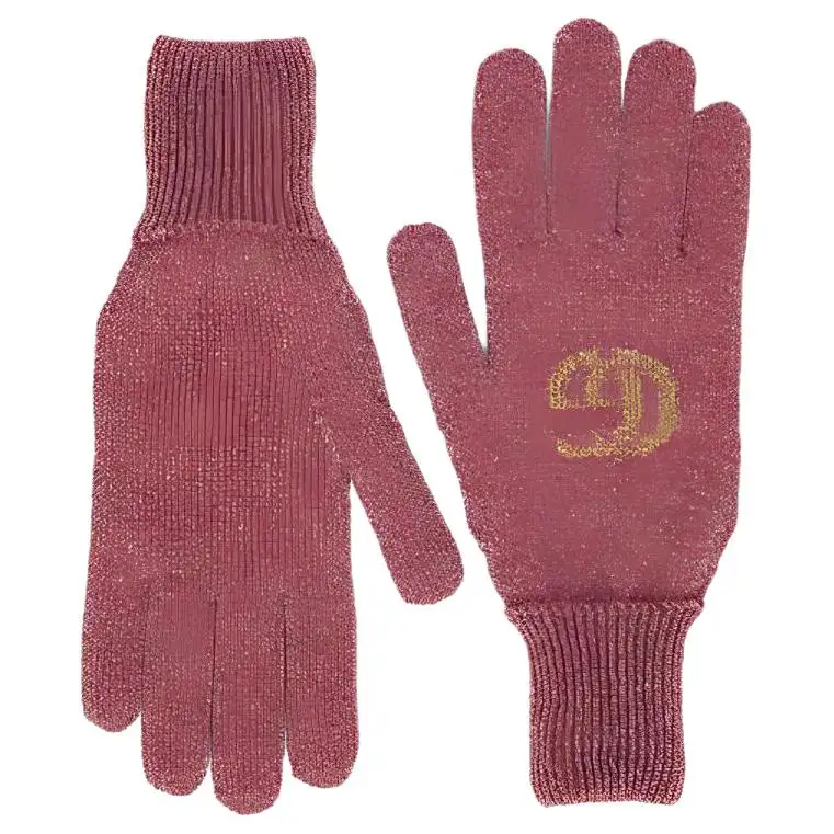 GUCCI Cashmere Knit Gloves Unisex Pink