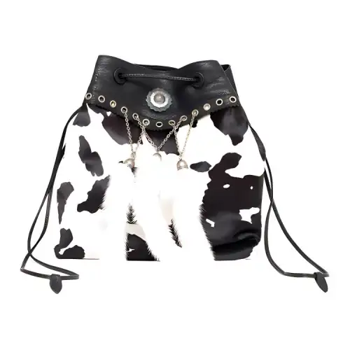 MIU MIU Calfskin Shoulder Bag Women's Black White