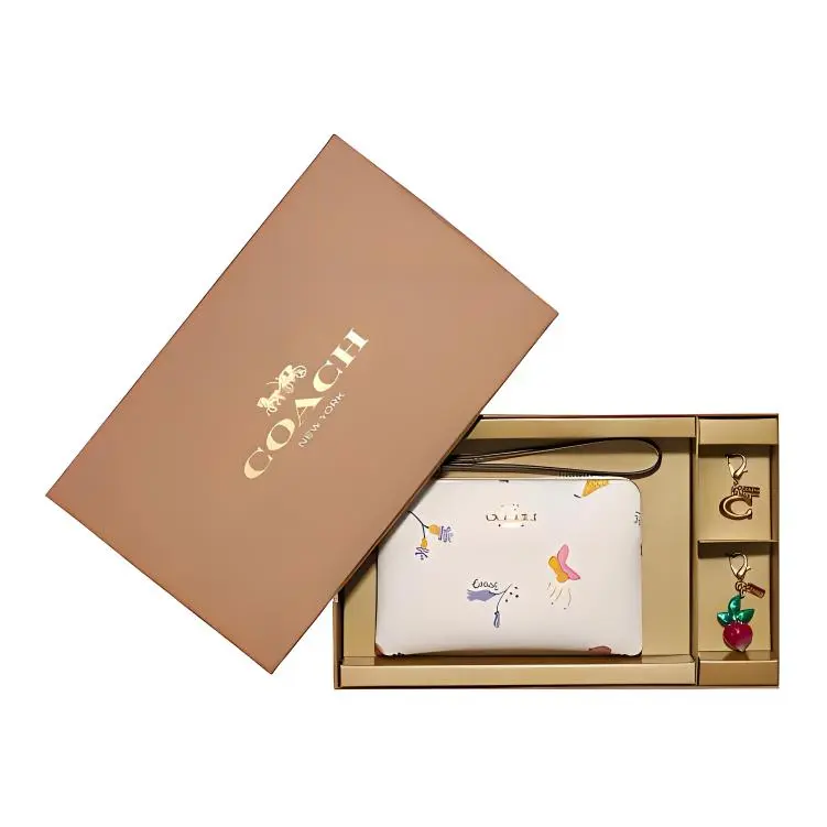 COACH Boxed Coated Canvas With Leather Clutch Small Women's White