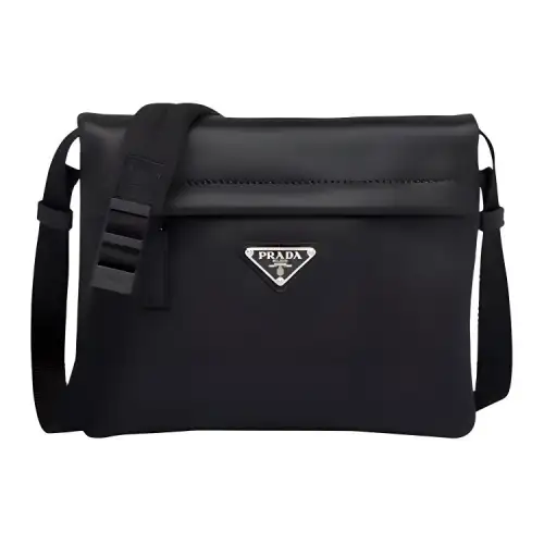 PRADA Cow Leather Shoulder Bag Men's Black