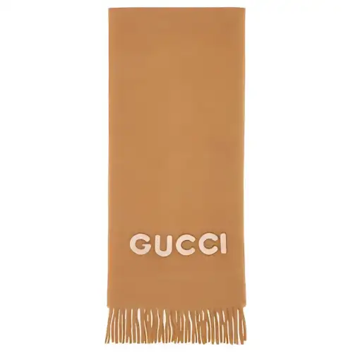 GUCCI Wool Knit Scarves Unisex Brown