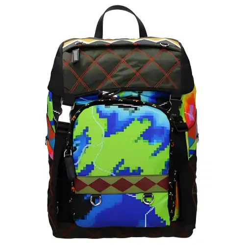 PRADA Nylon Fabric Backpack Unisex Multicolor