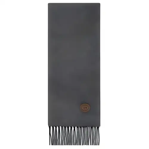 Gucci Logo Patch Fringed Scarf