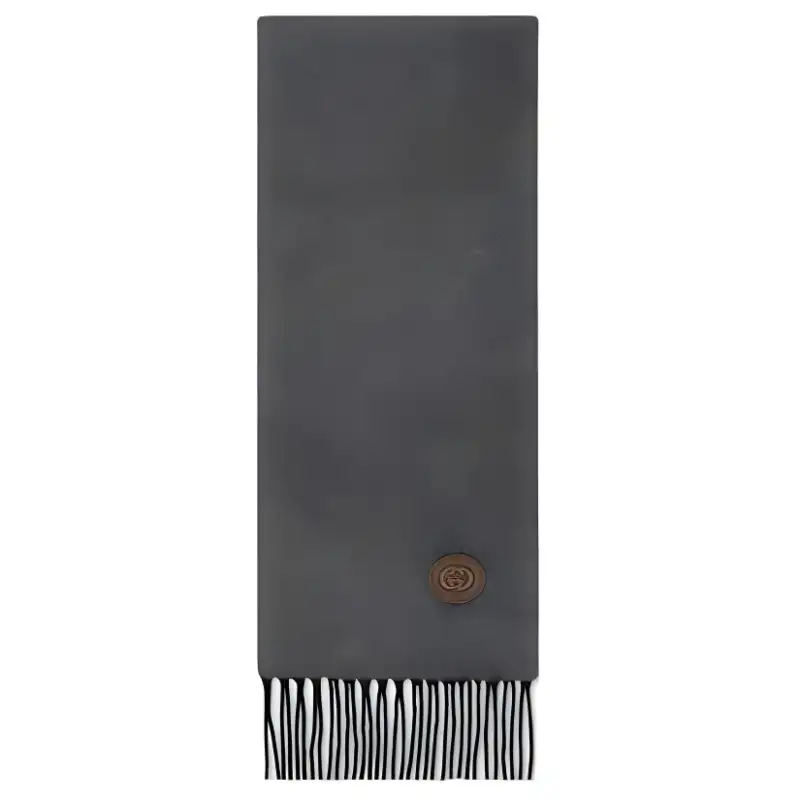 Gucci Logo Patch Fringed Scarf