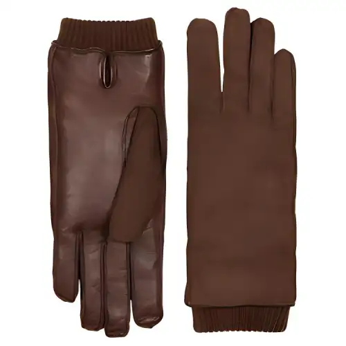 GUCCI Leather Gloves Men's Brown