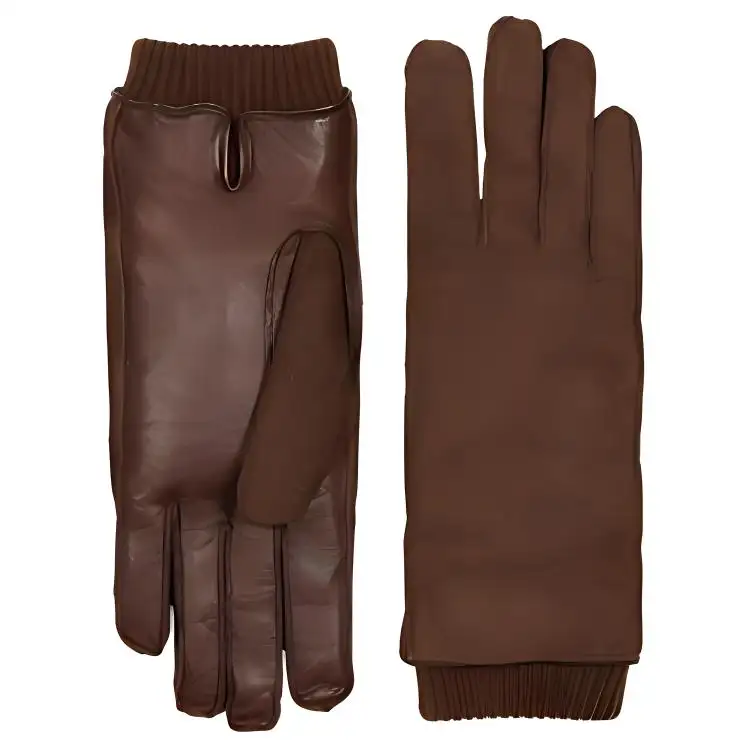 GUCCI Leather Gloves Men's Brown
