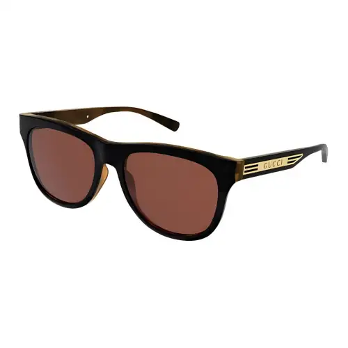GUCCI Irregular Shape Sunglasses Men's Black Umber
