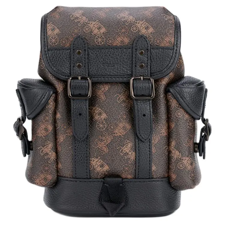 COACH Hitch Artificial Leather With Cow Leather Backpack Mini Men's Charcoal