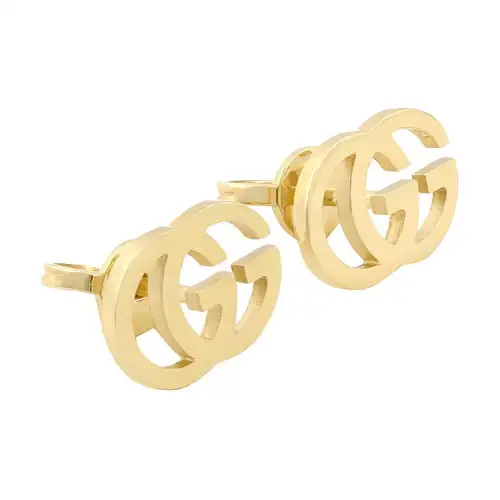 GUCCI Icon 18K Gold Stud Earrings Unisex Gold