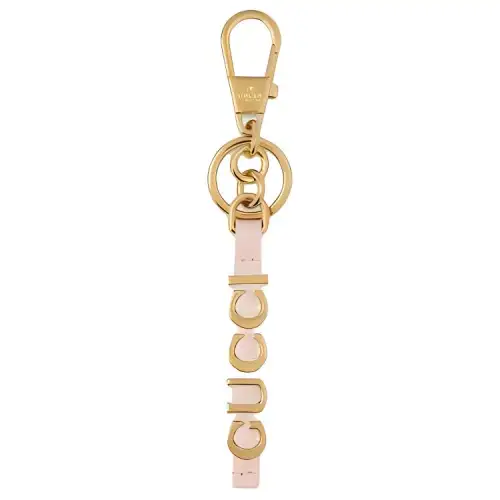 GUCCI Brass, Metal, Leather Keychains Women's Gold