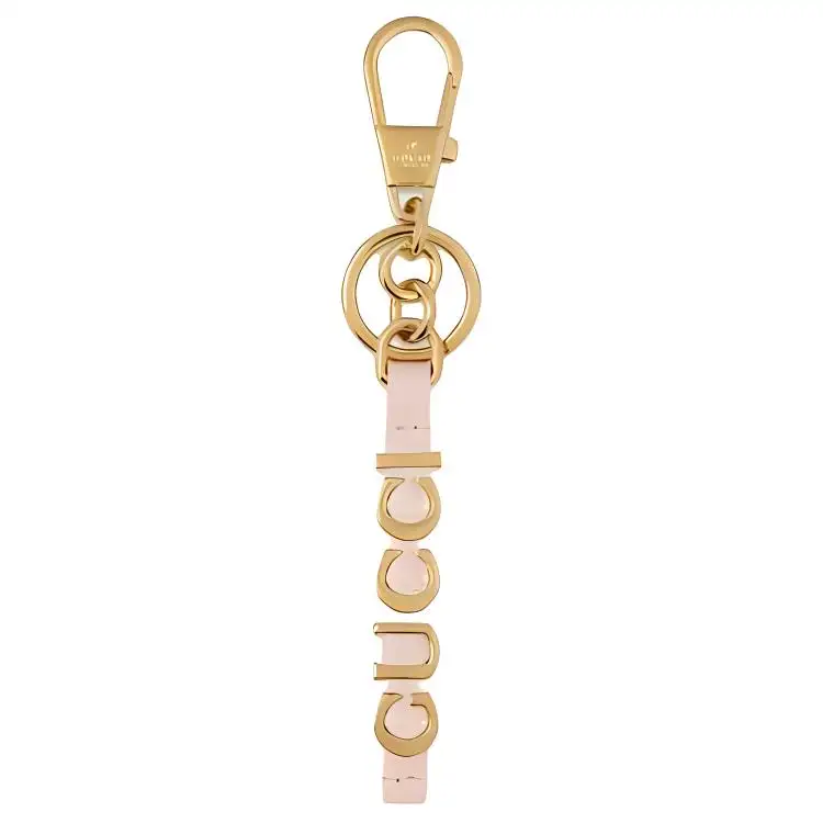 GUCCI Brass, Metal, Leather Keychains Women's Gold