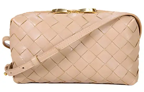 Bottega Veneta Zip Closure Cow Leather Crossbody Bags Mini Women's Khaki
