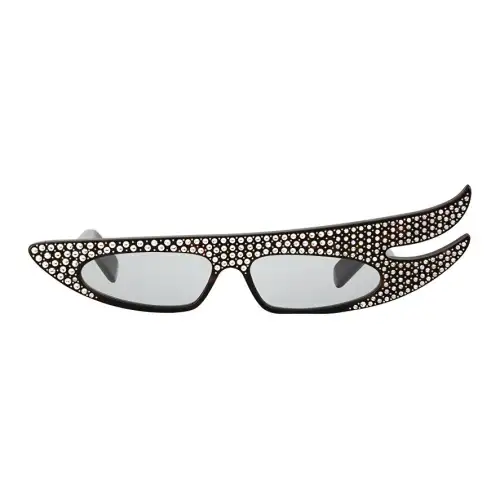 GUCCI Irregular Shape Sunglasses Women's Black