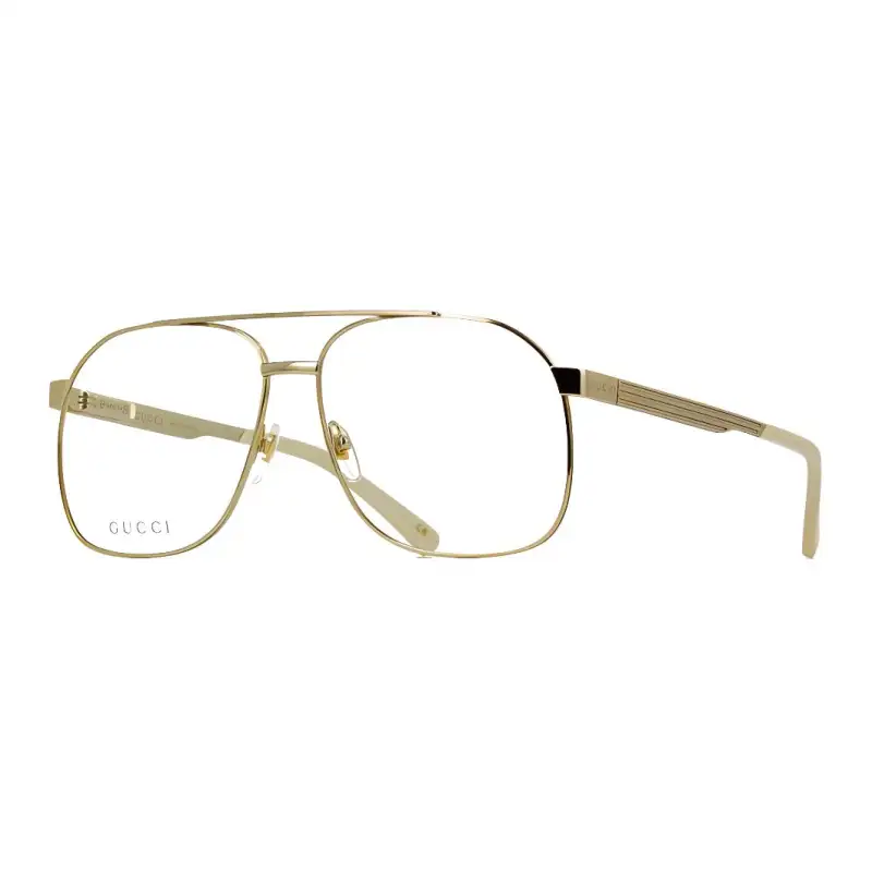 GUCCI Aviator Eyeglass Frames Men's Gold