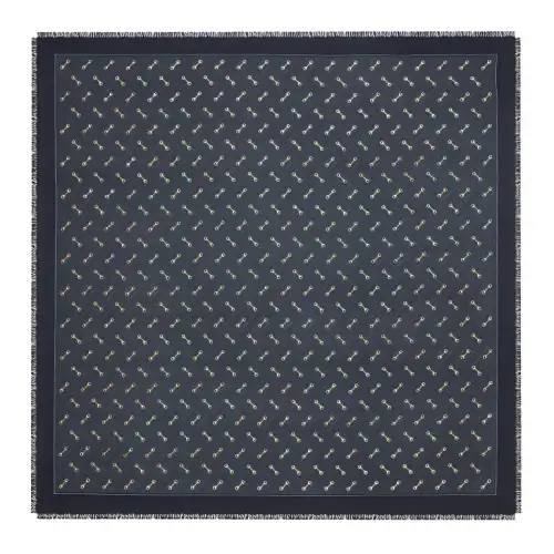 GUCCI Horsebit-Print Fringed Scarf