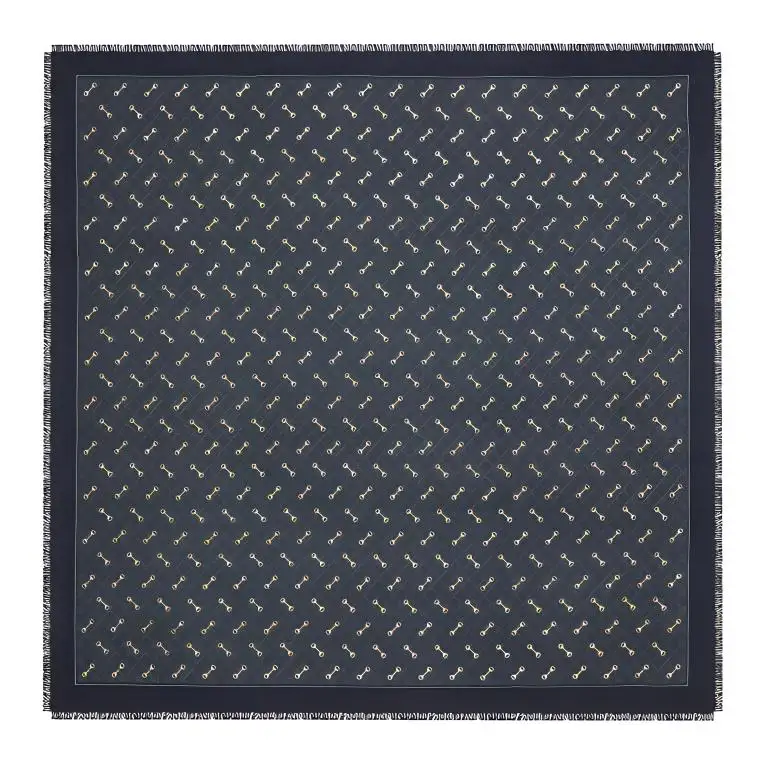 GUCCI Horsebit-Print Fringed Scarf