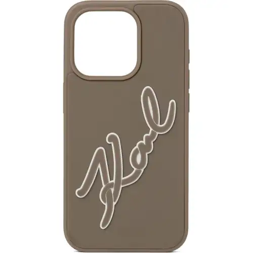 KARL LAGERFELD PVC + polycarbonate + thermoplastic polyurethane material + metal fiber light brown microfiber lining mobile phone case suitable for iPhone 16 Pro