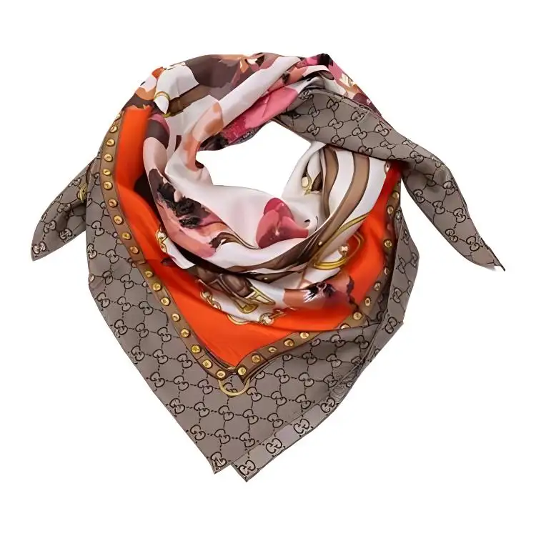 GUCCI Silk Scarves Women's Brown