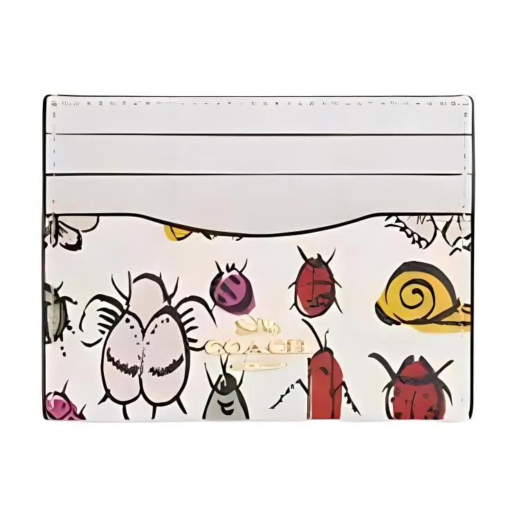COACH Card Case Coated Canvas With Smooth Leather Card Holder Regular Women's Gold & Chalk Multicolor