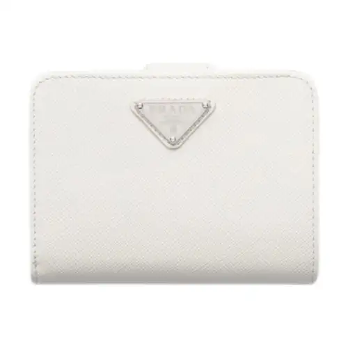 PRADA Saffiano Leather Wallet Small Women's White