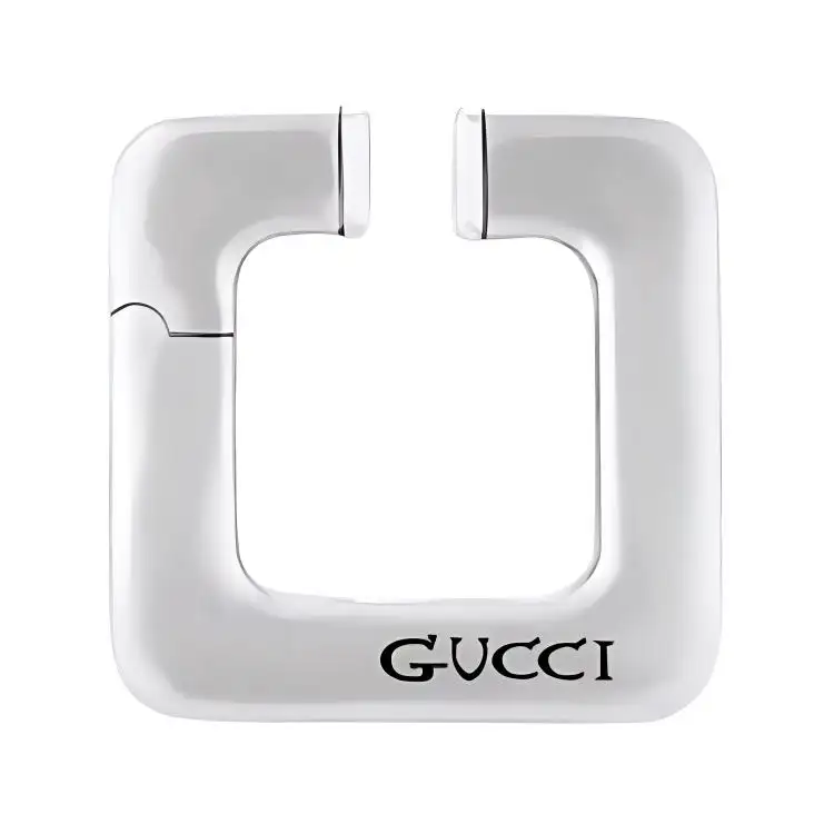 GUCCI Interlocking Brass Clip On Earrings Unisex Silver