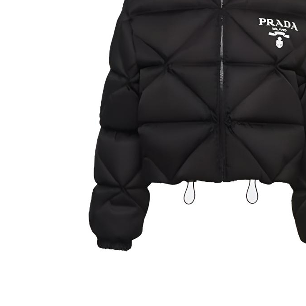Женский пуховик Prada FW22 Logo (черный) — фото 3