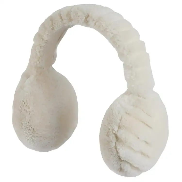 GUCCI Double G Shearling, Wool, Leather Earmuffs Unisex White