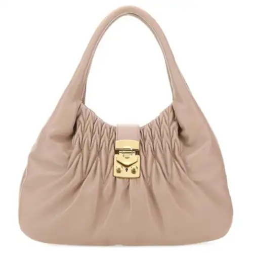 MIU MIU Leather One Shoulder Handbag Women's Pink