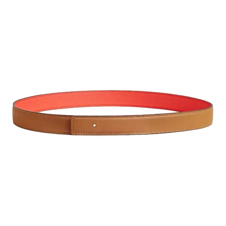 HERMES Leather Calfskin Leather Belts Women's Width 2.4cm