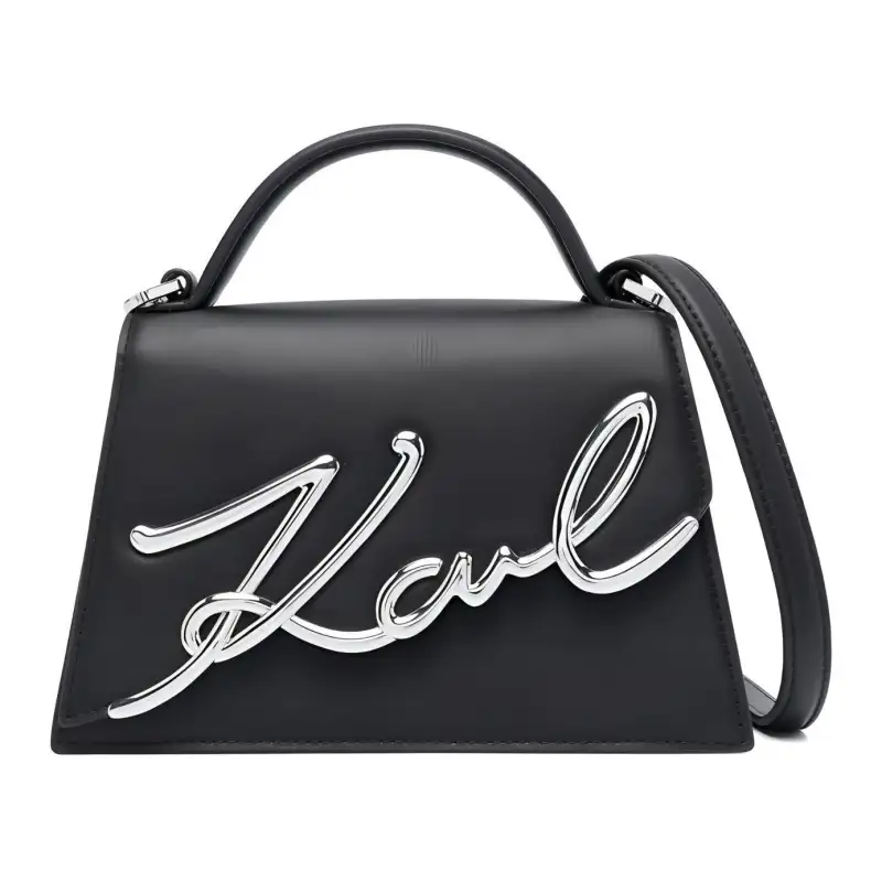 KARL LAGERFELD / Karl Lagerfeld Jeans Calfskin One Shoulder Handbag Small Women's Black