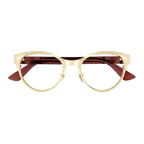 GUCCI Cat Eye Eyeglass Frames Men's Gold