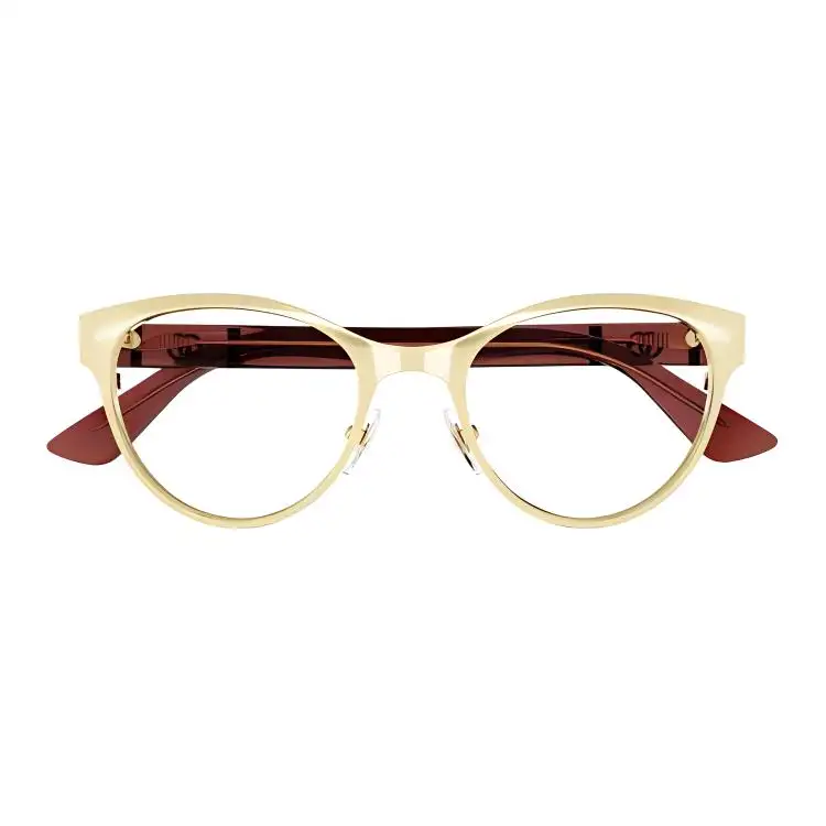 GUCCI Cat Eye Eyeglass Frames Men's Gold