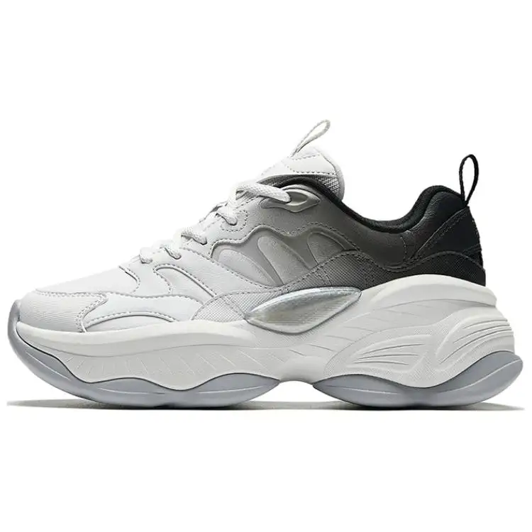 Anta Slip Resistant Abrasion Resistant Low top Chunky Sneakers Women's White Gray Black