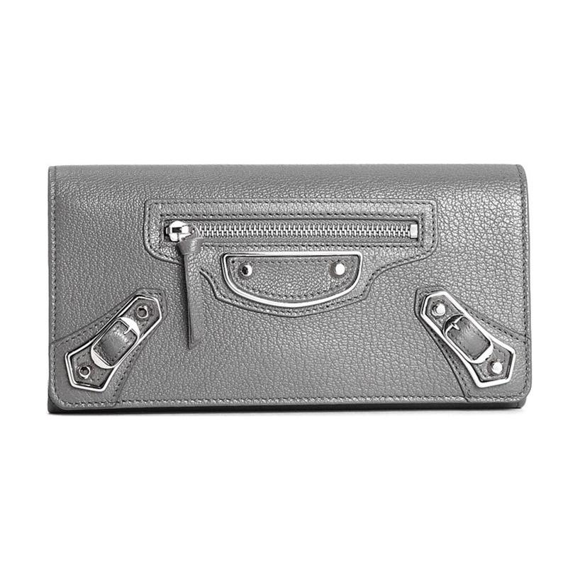 Balenciaga Balenciaga Classic Folding Long Sheepskin Wallet Women's Gray