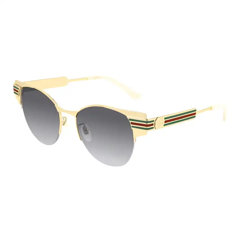 GUCCI Web Oval Sunglasses Women's Gold
