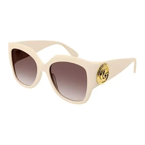 GUCCI Irregular Shape Sunglasses Women's Beige