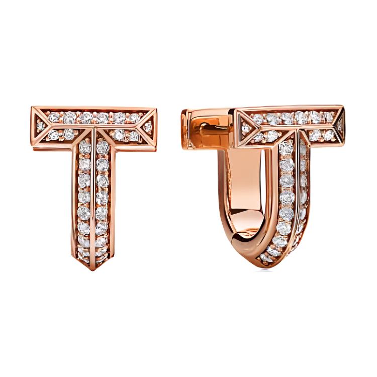 Женские серьги TIFFANY & CO. T T1 (розовое золото)