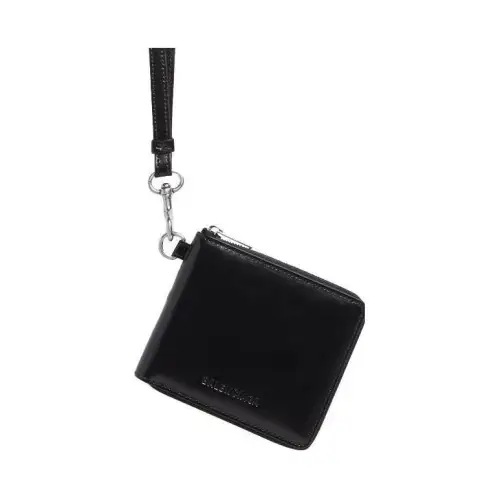 Balenciaga ESSENTIAL Cow Leather Shoulder Bag, Card Holder, Wallet Regular Men's Black/Green