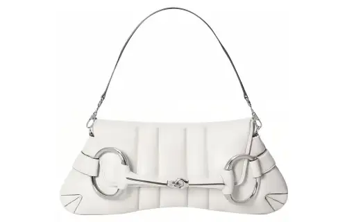 GUCCI Horsebit 1955 Leather Reproduction Shoulder Bag Shoulder Bag Clutch Women's White