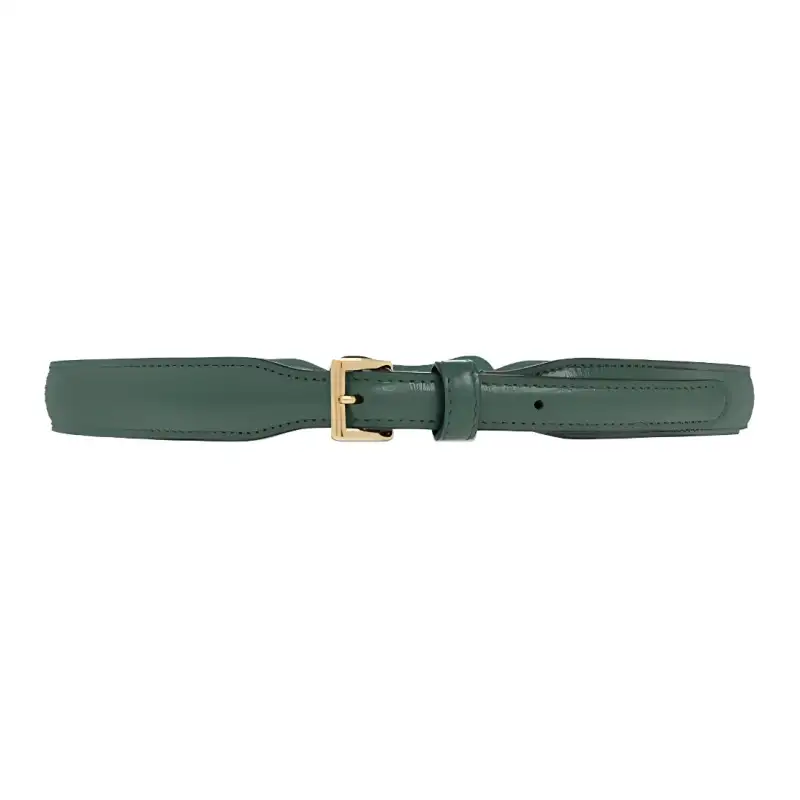 GUCCI Horsebit Cow Leather Belts Women's Green Width 2.3cm