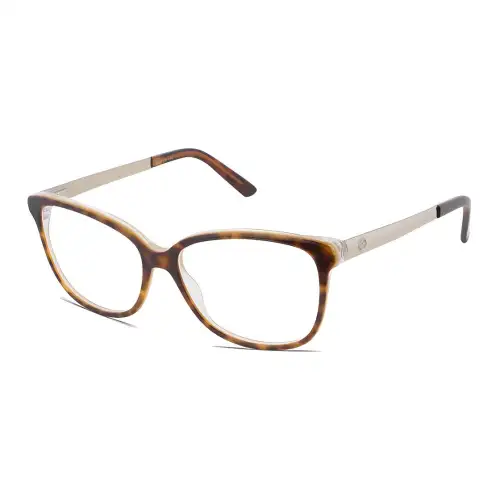 GUCCI Plate Frame Rectangular Prescription Glasses Unisex Brown